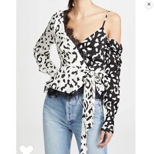 SELF-PORTRAIT Leopard Print Blouse In Neutrals